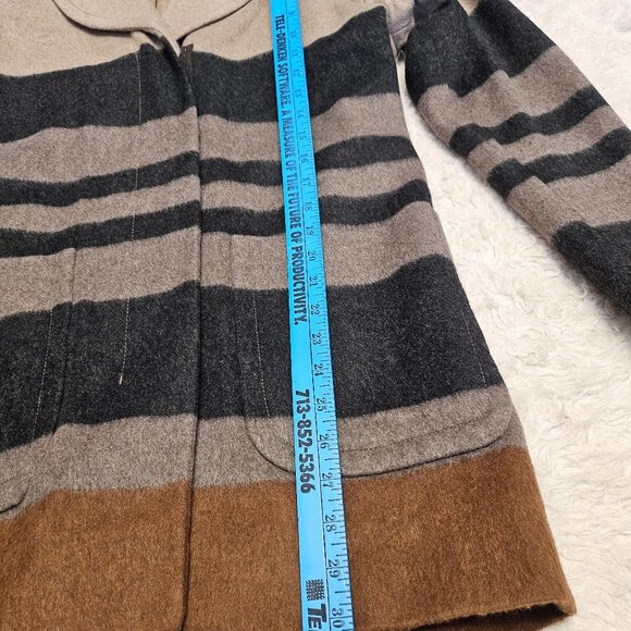 Ann Taylor-Loft Women's Tan Black Stripe Wool Blend Jacket - Picture 5 of 8
